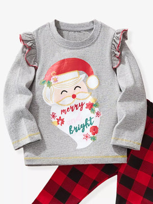 Children's Santa Graphic Long Sleeve Pajama Set - Farnelli