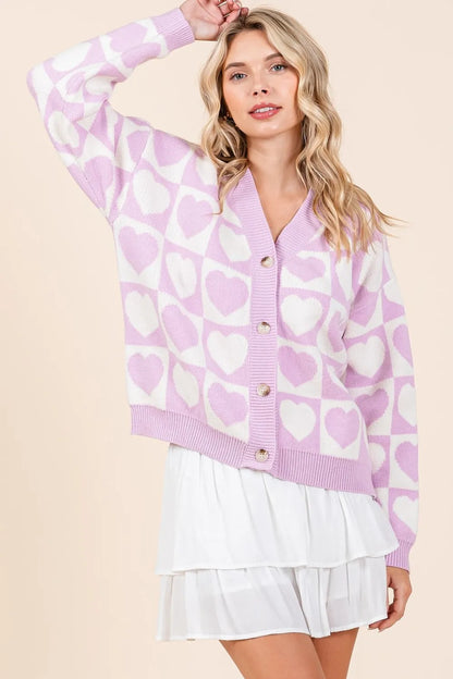 Mittoshop Checkered Heart Button Down Cardigan - Farnelli