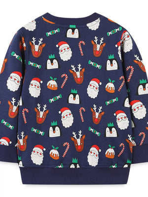 Children's Christmas Print Crew Neck Sweatshirt - Farnelli