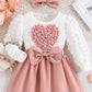 Children's Heart Bowknot Decor Dress with Headband - Farnelli