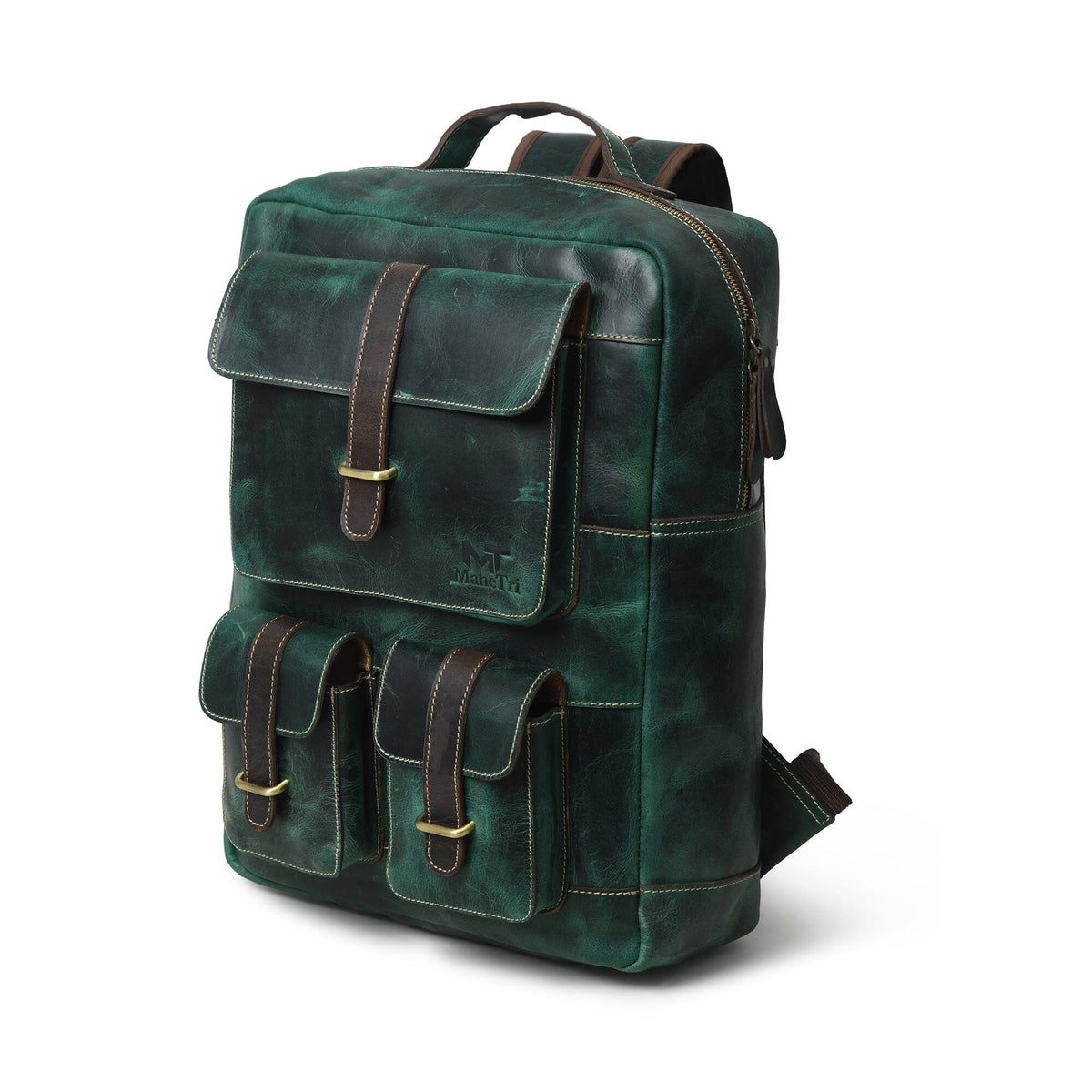 Greenfield leather backpack by Classy Leather Bags featuring adjustable shoulder straps and multiple compartments