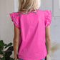 Jazmine Scallop Short Sleeve V Neck Blouse - Farnelli