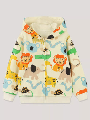 Children's Animal Print Zip-Up Hoodie - Farnelli