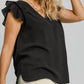 Umgee Full Size V-Neck Double Layered Ruffle Sleeve Blouse Plus Size - Farnelli