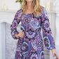 White Birch Printed Long Sleeve Mini Dress with Short Liner - Farnelli