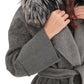 Boston Genuine Silver Fox Cashmere Blend Double-Face Coat in Grey Melange
