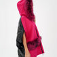 Saga®Furs Silver Fox Wool Alpaca Poncho Vest in Fuchsia