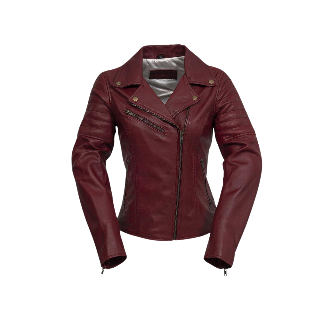 Whet Blu NYC Elizabeth women's lambskin leather moto jacket in black with zippered front and lapels
