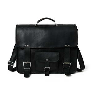 Shadow Silver Black Messenger Bag by Classy Leather Bags, showcasing a sleek, stylish leather design with adjustable strap and silver accents.