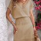 Openwork V-Neck Short Sleeve Cover-Up Dress - Farnelli