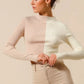 SO ME Color Block Fitted Crop Sweater Top - Farnelli