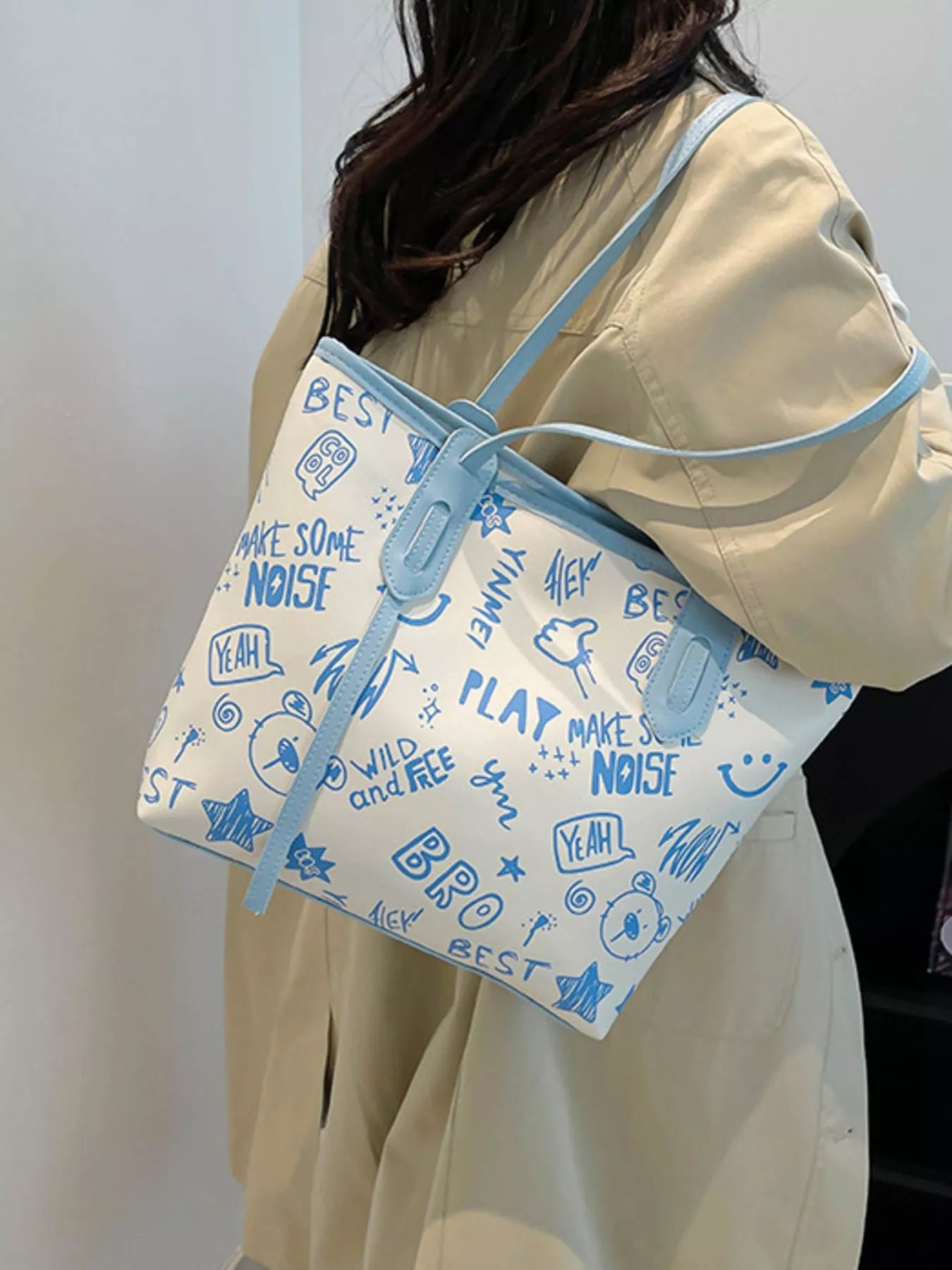Graffiti Print Casual Tote Bag - Farnelli