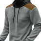 Men's Full Size Drawstring Contrast Shoulder Panels Hoodie Plus Size - Farnelli