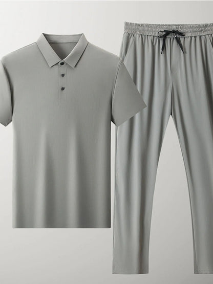 Men's Full Size Button Detail Short Sleeve Polo Plus Size - Farnelli