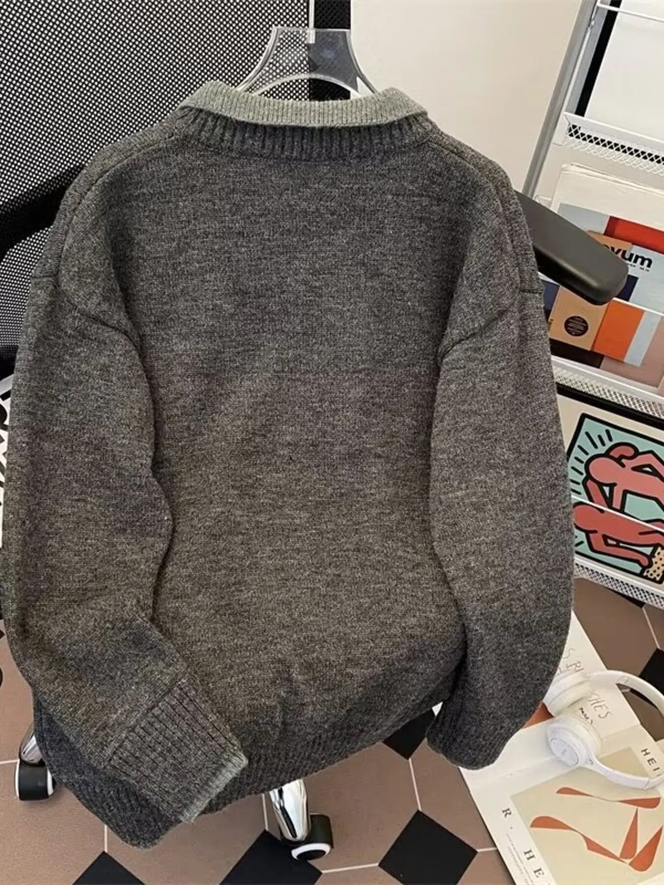 Men's Ribbed Hem Long Sleeve Sweater - Farnelli