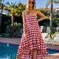 BiBi Smocked Body Off Shoulder Check Dress - Farnelli