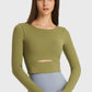 Millennia Cutout Long Sleeve Cropped Sports Top - Farnelli