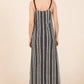 GeeGee Plus Size Striped Scoop Neck Beaded Strap Maxi Cami Dress - Farnelli