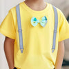 Children's Bow Embroidered Round Neck T-Shirt - Yellow
