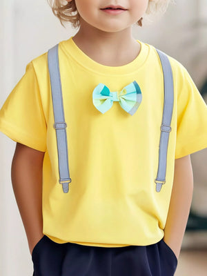Children's Bow Embroidered Round Neck T-Shirt - Farnelli