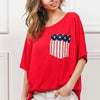 BiBi French Terry With Front Pocket Dolman Sleeves Top - RED