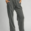 Umgee Full Size Drawstring Wide Leg Pants with Pockets - Dark Gray