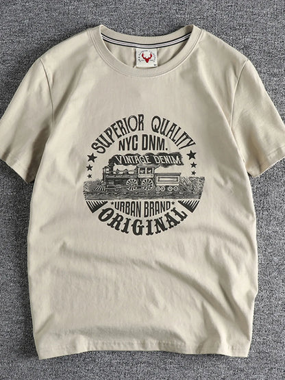 Men's Plus Size Graphic Round Neck Short Sleeve T-Shirt - Farnelli