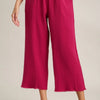 Umgee Full Size Raw Hem Elastic Waist Wide Leg Pants Plus Size - Deep Rose