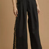 Umgee Front Pleated Wide-Leg Pants with Contrast Trim - Black