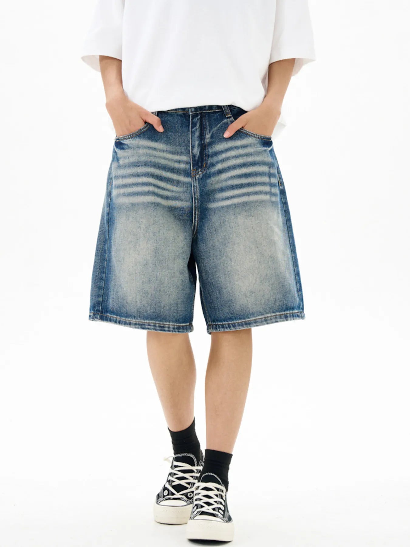 Men's Washed Loose Fit Denim Shorts - Farnelli