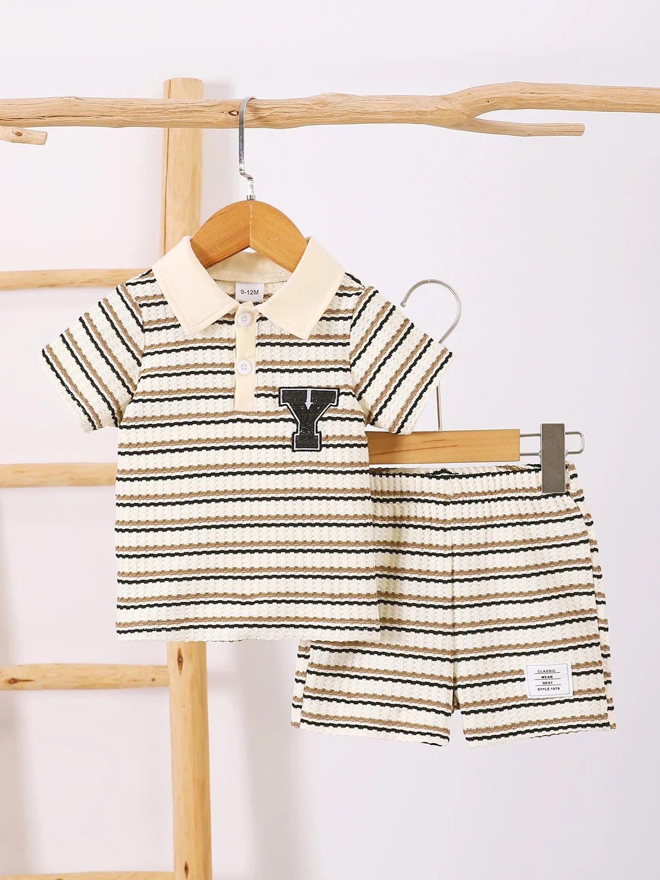 Children's Striped Short Sleeve Polo and Pants Set - Farnelli
