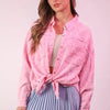 VERY J Full Size Mineral Washed Gauze Shirt Top Plus Size - Pink