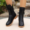 Studded Lace-Up Boots - Black