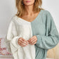 BiBi Twist Front Contrast Cable Knit Top - Farnelli