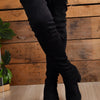 Round Toe Block Heel Boots - Black