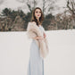 Blush with Black Tips Bridal Faux Fur Shawl (Lilian Blu02)