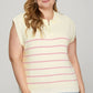 She + Sky Full Size Ribbed Hem Striped Half Zip Sweater Vest Plus Size - Farnelli