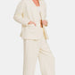 Zenana Quilted Button Up Long Sleeve Top and Pants Lounge Set - Farnelli