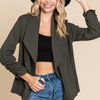 Culture Code Full Size Ruched Open Front Long Sleeve Jacket - JASPERG