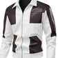 Men's Two-Tone Leather Bomber Jacket with Zip Front - Farnelli