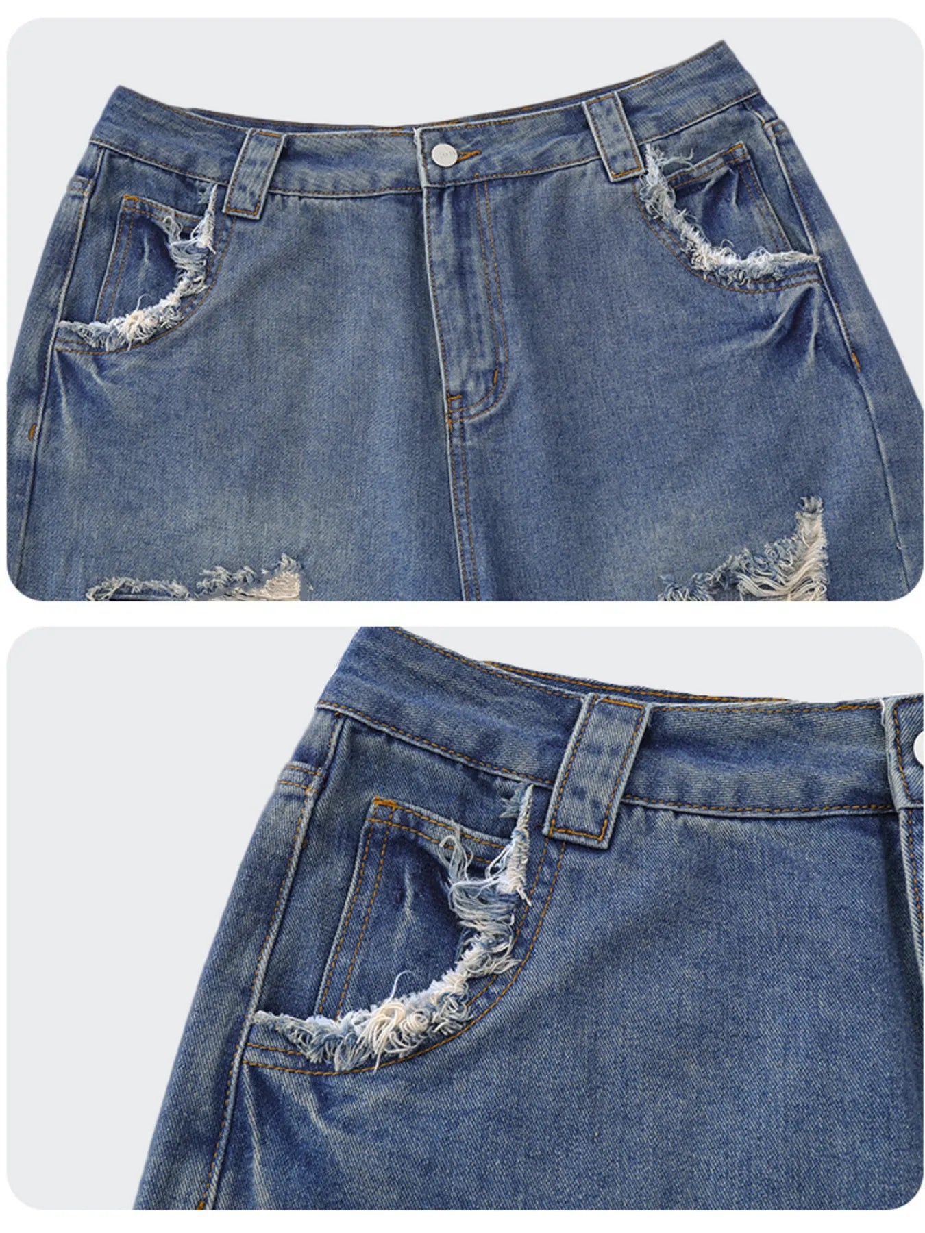 Men's Distressed Denim Shorts - Farnelli