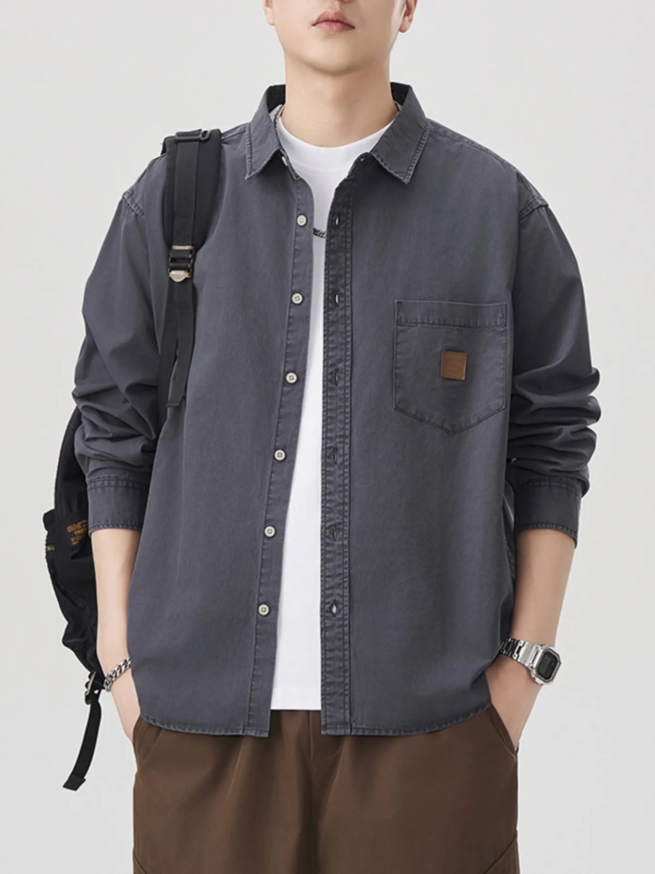 Men's Plus Size Button Up Long Sleeve Shirt - Farnelli