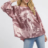 Umgee Metallic Fabric Blouse with Balloon Sleeves - MERLOT