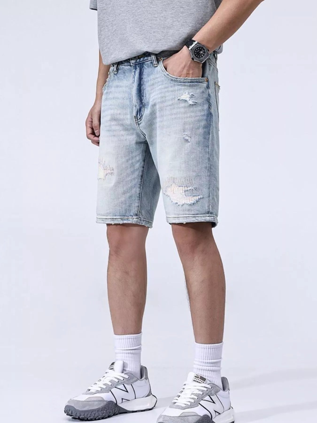 Men's Distressed Denim Shorts - Farnelli