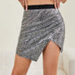Asymmetrical Slit Sequin Skirt - Farnelli