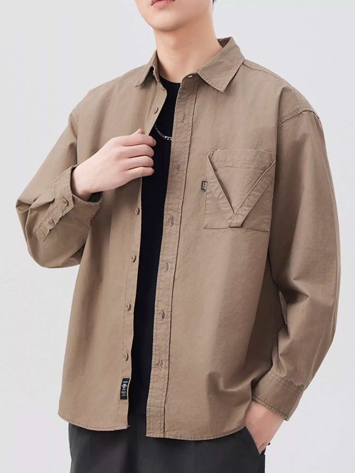 Men's Plus Size Button Up Long Sleeve Shirt - Farnelli