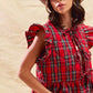 SO ME Christmas Holiday Plaid Ruffled Quilt Vest Top - Farnelli
