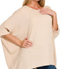 Zenana Raised Rib Bat Sleeve Top - SAND BEIGE