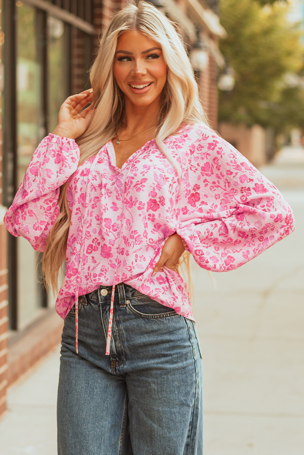 Adalyn Floral Puff Sleeve Lightweight Blouse - Farnelli