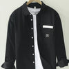 Men's Plus Size Button Up Long Sleeve Shirt - Black
